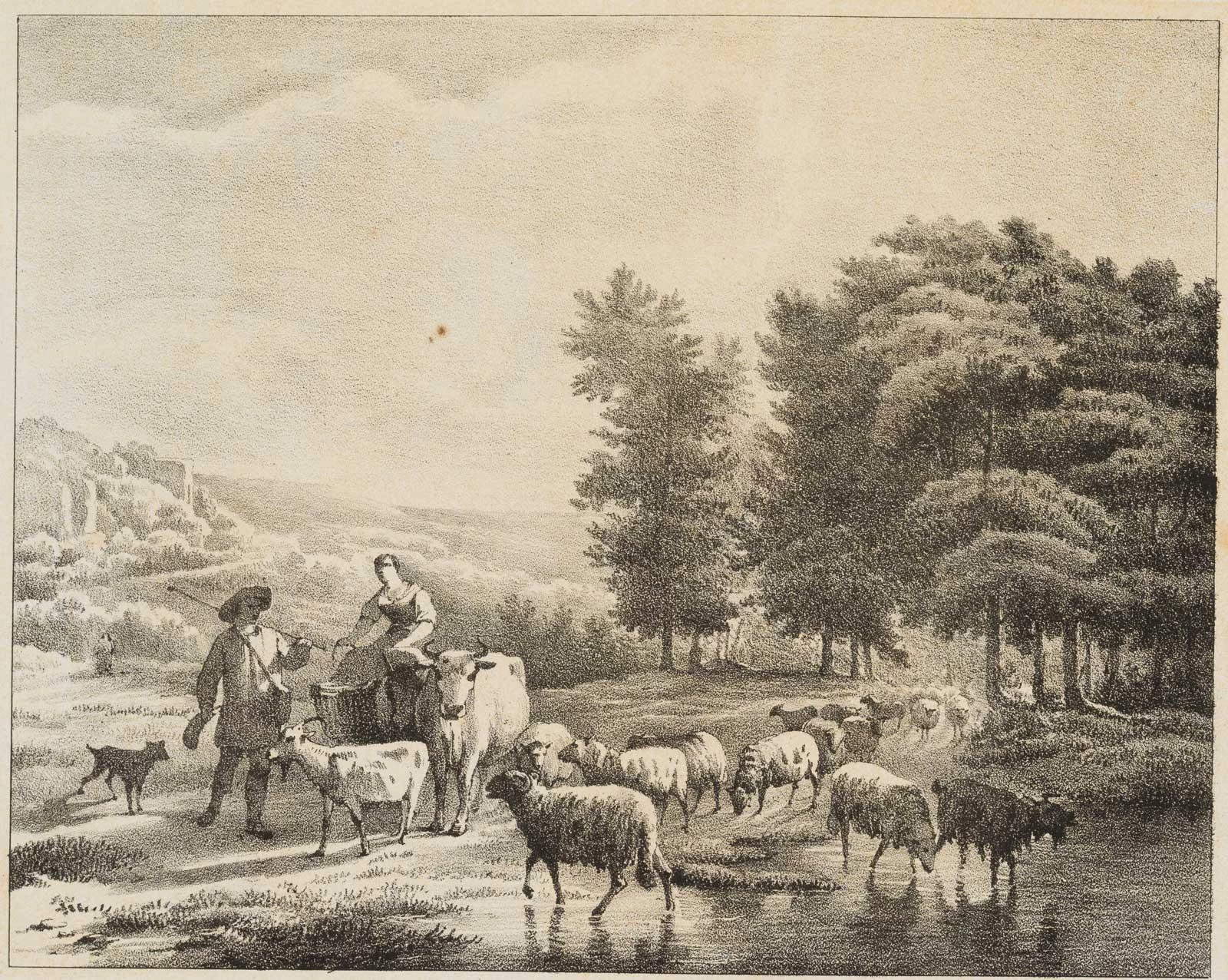Balthasar Ommeganck - Scena di paesaggio con pastori e gregge
